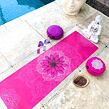 YOGGYS [LOTUS MEDITATION] růžová designová jógová podložka s mandalou, meditační polštář